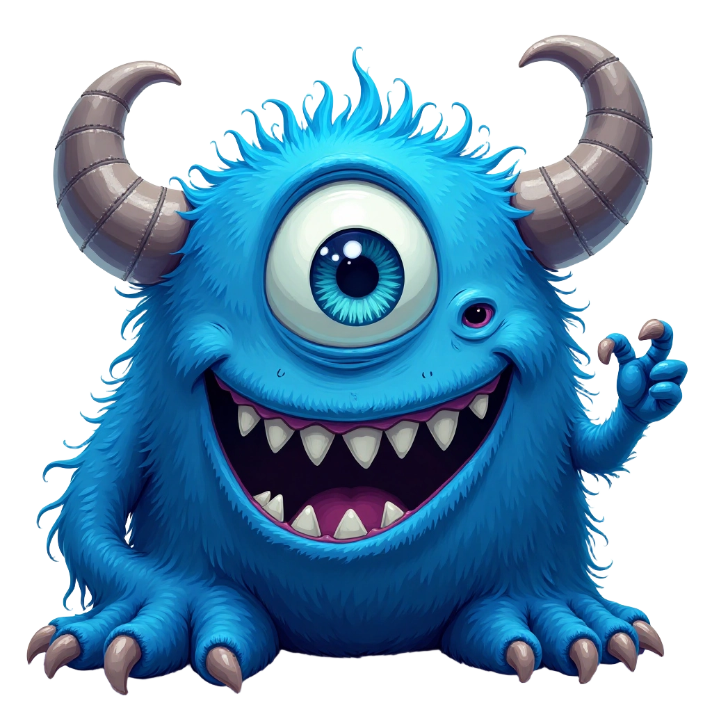 Cute Blue Monster with Horns